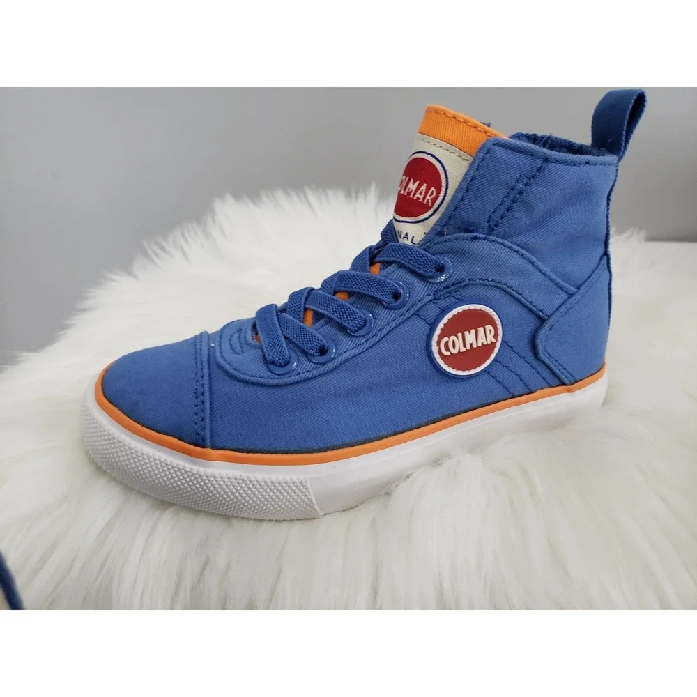 NEW NO BOX US 9 /Eu 30 Colmar Kid High Top Sneakers Blue Canvas Boys‎ Girls